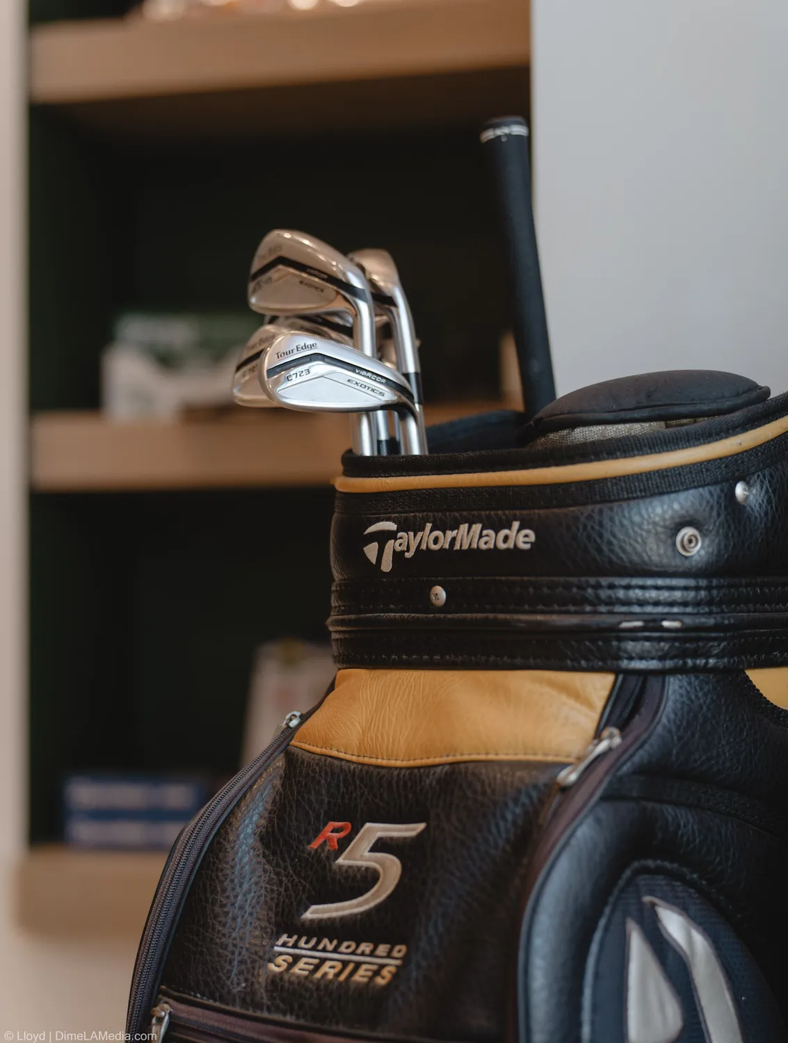 TaylorMade golf bag and irons detail at Final Drive