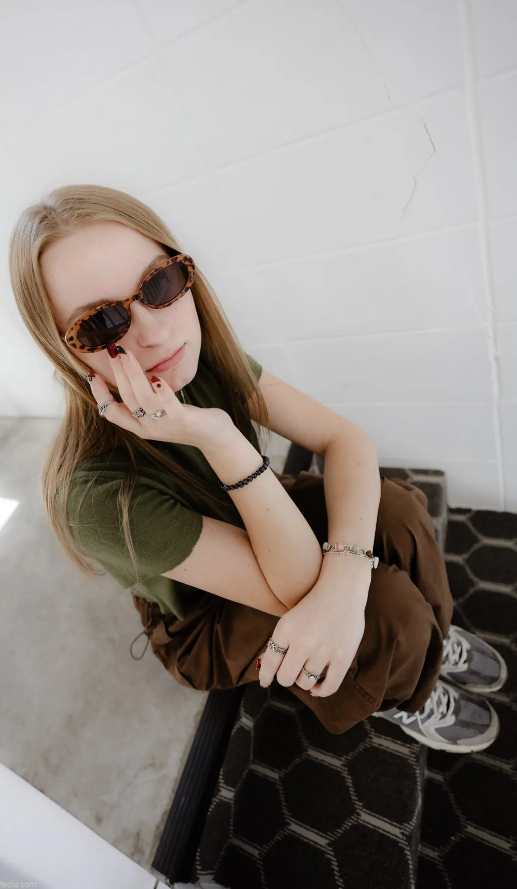 Syd Patzwald fashion senior portrait in a stairwell