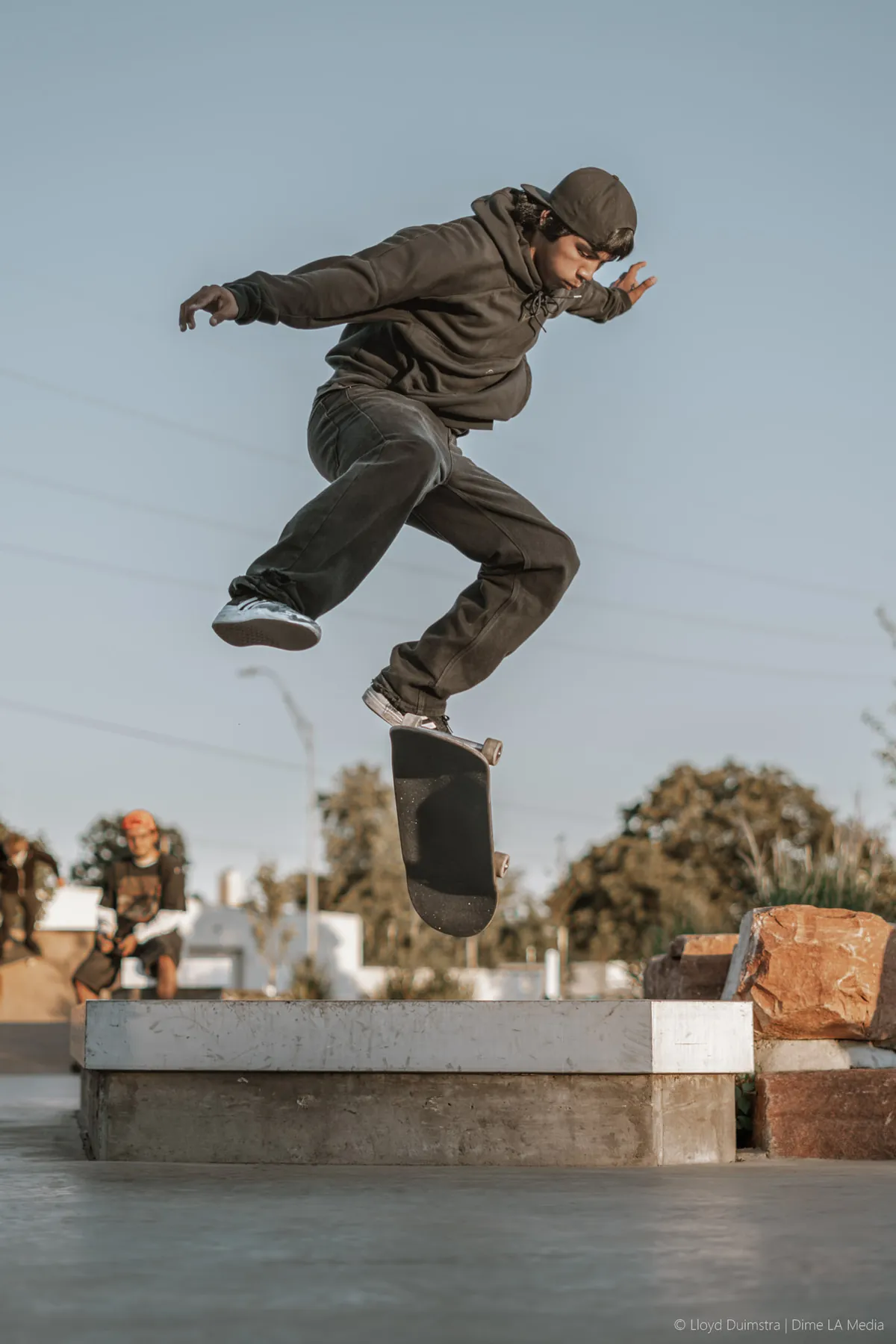 Skateboarder mid-line at the Sioux Falls skatepark