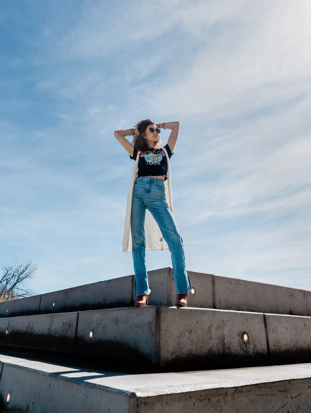 Portrait on concrete amphitheater steps, Sioux Falls SD