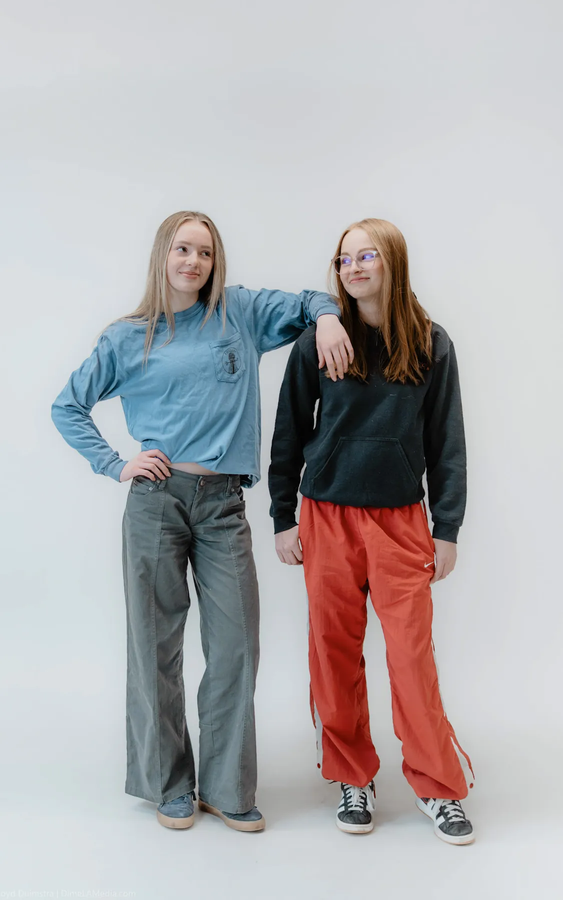 Syd Patzwald and a friend striking poses in the Dime LA Media studio