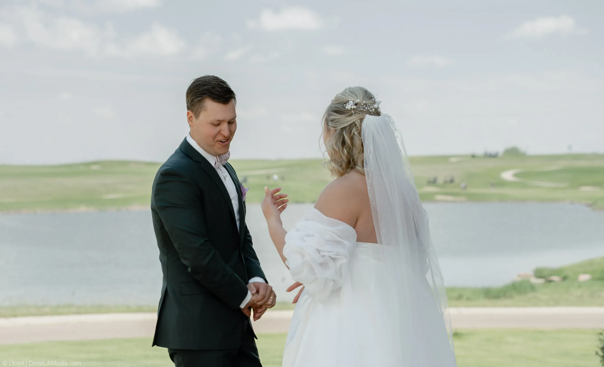 The groom's face the second he turns and sees his bride for the first time on their wedding day